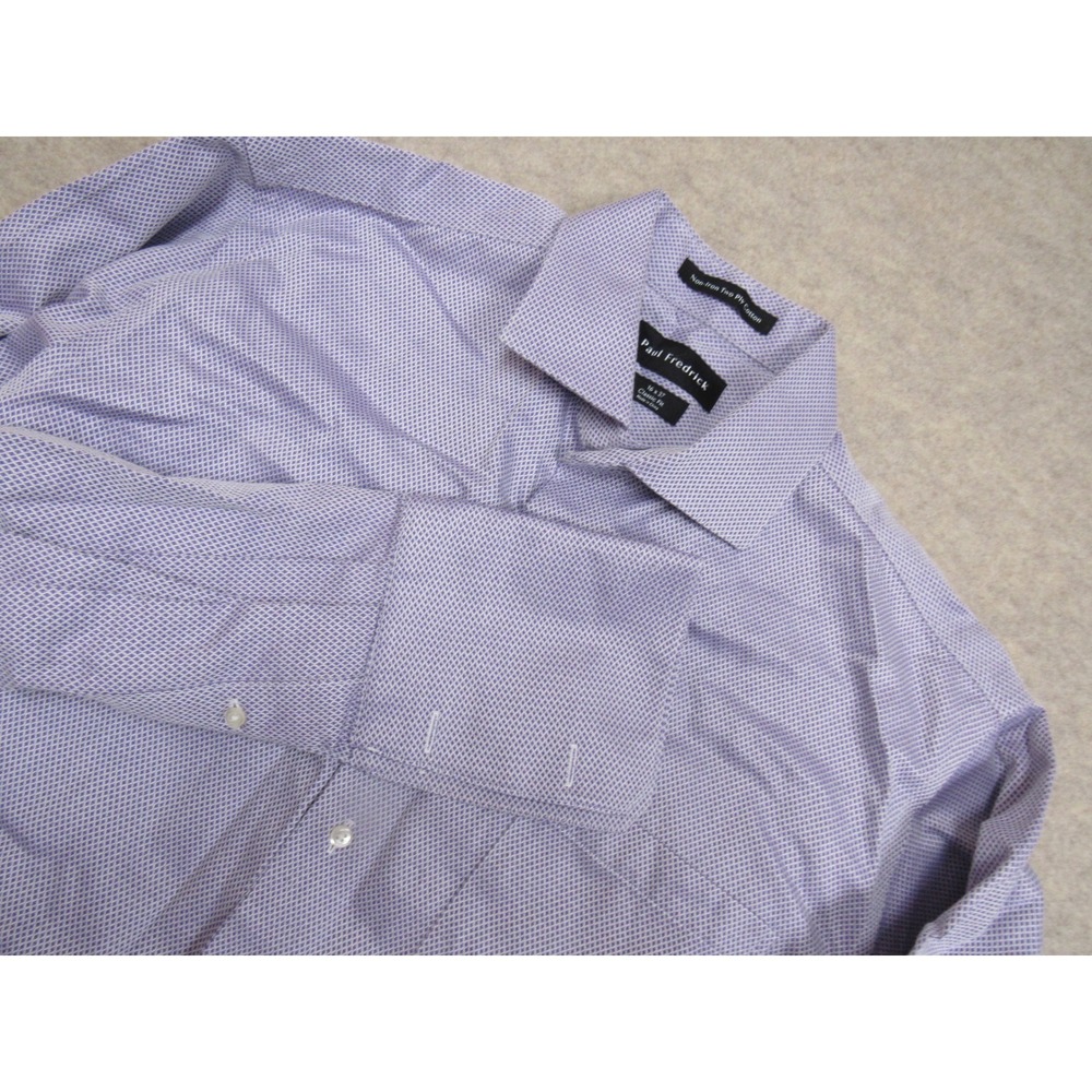 Paul Fredrick Mens Non-Iron Cotton Dress Shirt Purple Diamond French Cuff 16x37